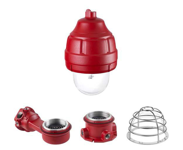 24XSTHI-024-MOD Explosion Proof, Low Current, Synchronized Fire Alarm strobe light. 30cd UL 1971 models 24VDC, 2A surge current